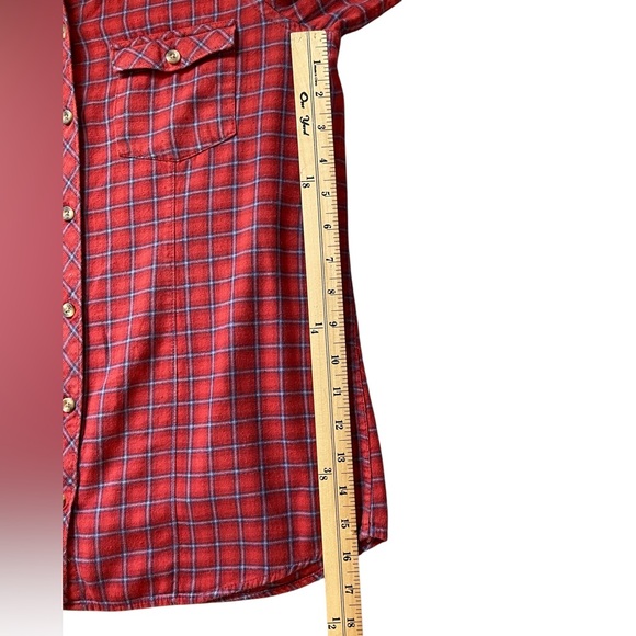 EDDIE BAUER Red/Blue Plaid Flannel-Like Button-Down Shirt Top - Size Small - Picture 13 of 16